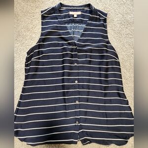 Banana Republic Blue and White Buttoned Tank Top